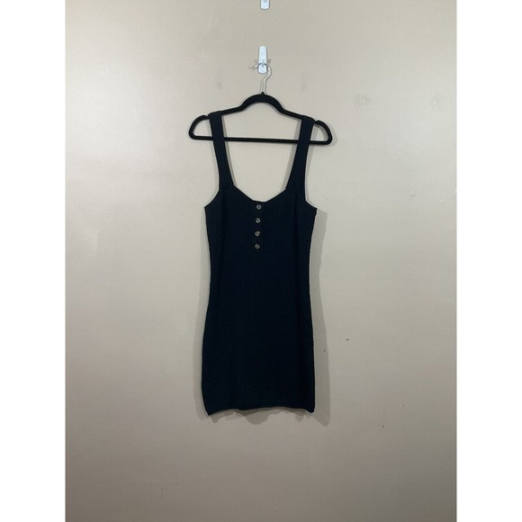 Free People Beach Womens Textured Mini Dress M Black Cover Up Minimalist Bodycon - Picture 3 of 6